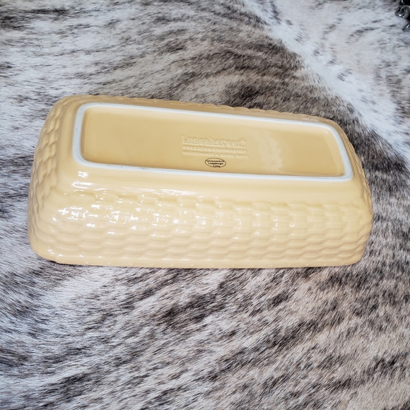 Longaberger Woven Reflections Butternut Yellow Long Basket Server Pottery - Picture 5 of 7
